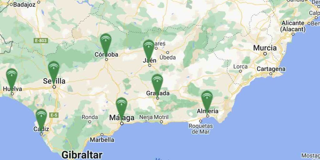 mapa Centros Andaluces de Emprendimiento (CADE)