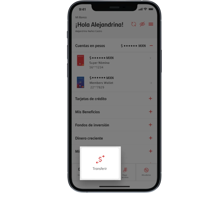 Imagen de la banca online app del banco santander de mexico